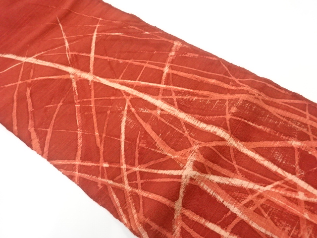 JAPANESE KIMONO / ANTIQUE NAGOYA OBI / SILK / HAND WOVEN TSUMUGI / LEAVES
